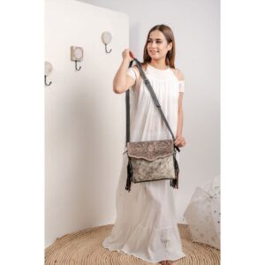 Cowhide Tooling Carving Sling Bag