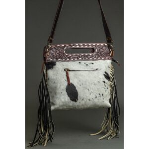 Cowhide Tooling Carving Fringe Bag