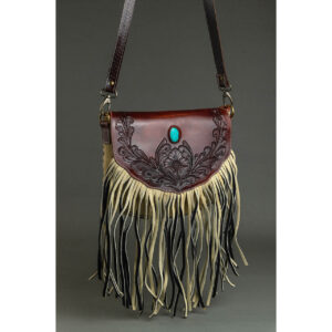 Cowhide Tooling Carving Fringe Bag