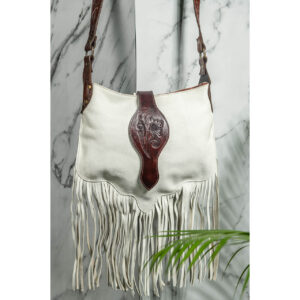 Cowhide Tooling Carving Fringe Bag