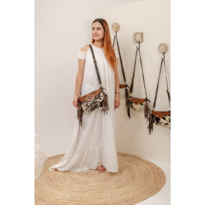 Cowhide Tooling Carving Fringe Bag