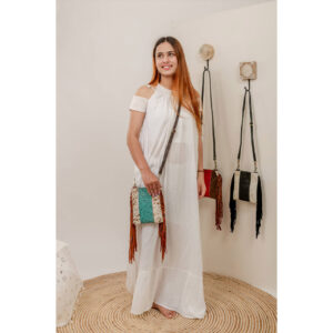Cowhide Tooling Carving Fringe Bag