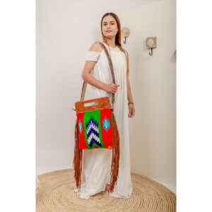Cowhide Tooling Carving Fringe Bag