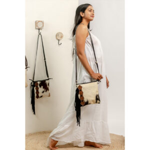 Cowhide Tooling Carving Fringe Bag