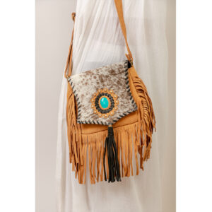 Combination Cowhide Fringe Bag